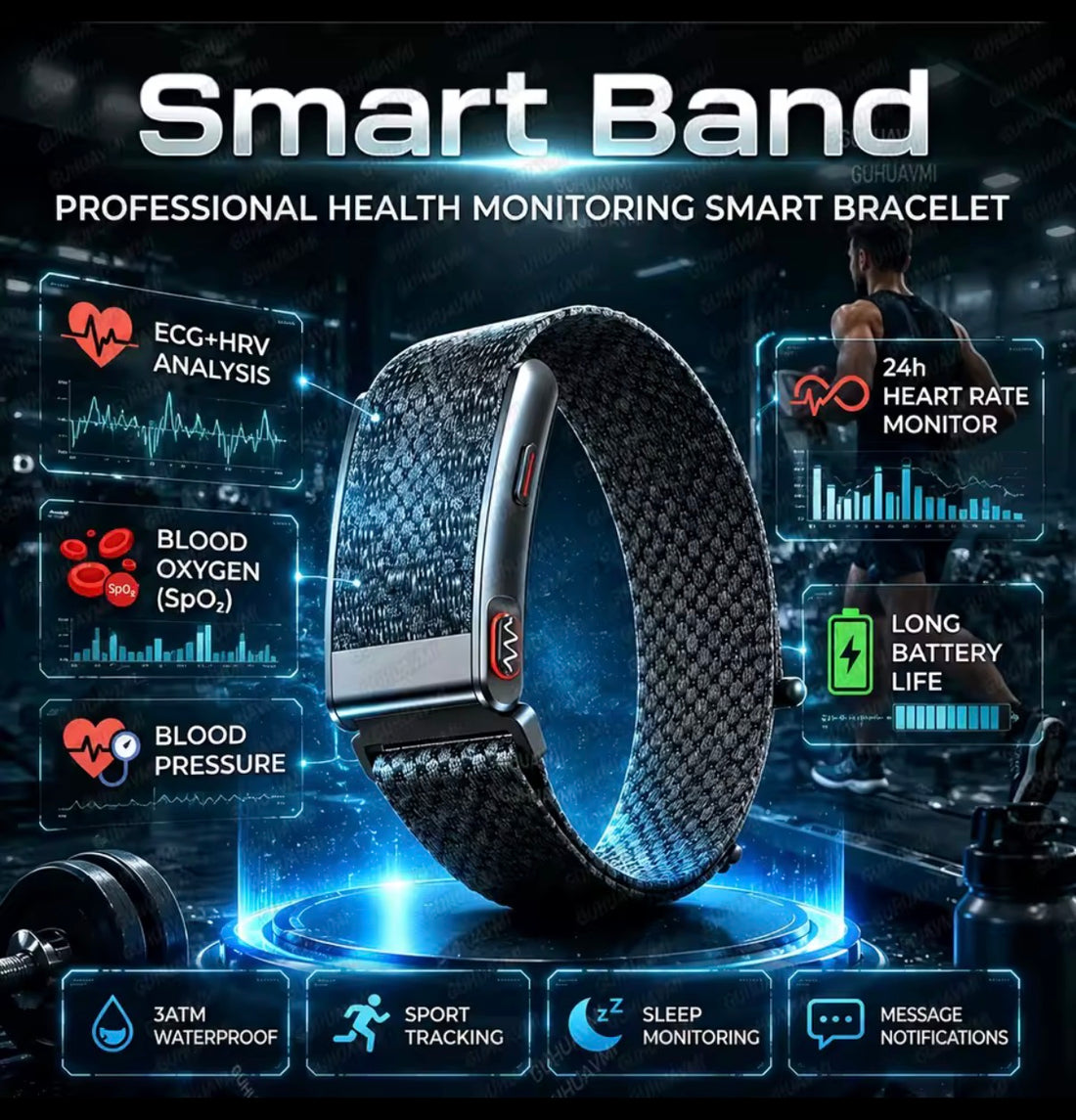 Tacet Smart Band – Bildschirmloses Fitness-Armband mit Herzfrequenz, SpO₂ & Schlaf-Tracking